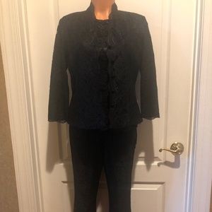 GIANNI PETITES Vintage Y2K Black Lace 3pc Suit 6P NWT $350